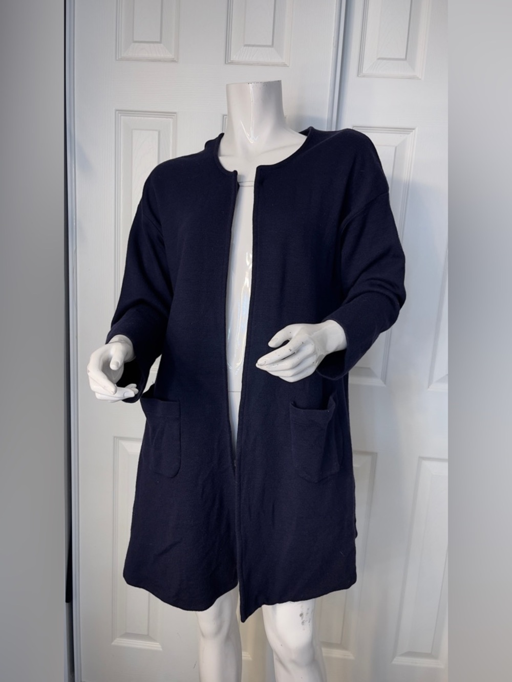‼️made in Italy Classic Navy Open-Front Long Cardigan